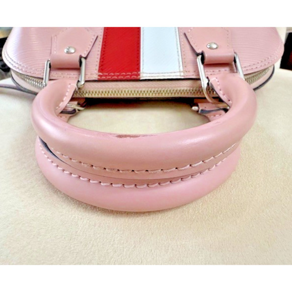 Louis Vuitton Alma BB Epi Leather Pink Silver Hardware Rose Red Stripe Hand Bag - Picture 12 of 16